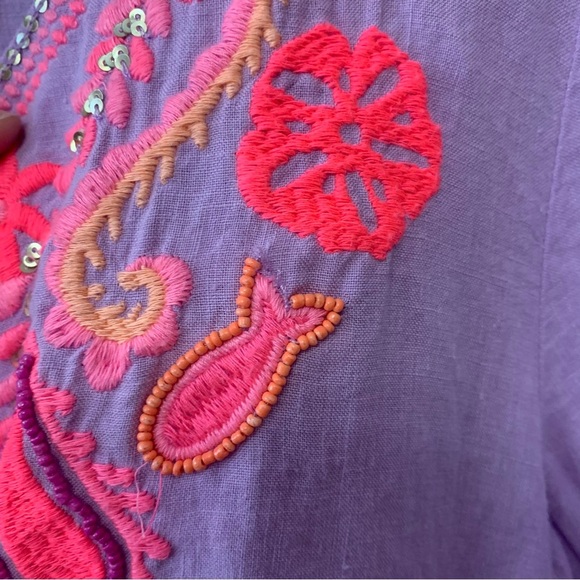 Lilly Pulitzer Amelia Island Tunic Lilac Verbena Linen Size Large Purple Pink - Picture 14 of 14